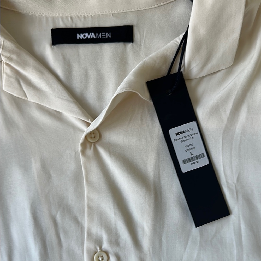 Cream Casual Button Down Shirt with Classic Design - Picture 2 of 4